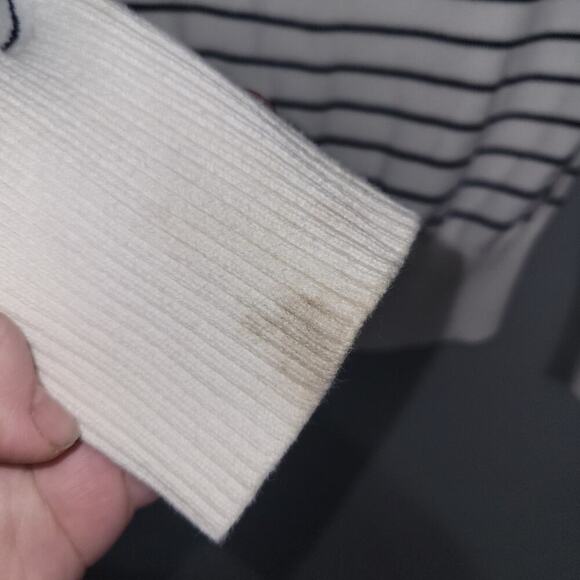 Gap Bon Vivant Womens Raglan Sweater Size XS White And Navy Stripe - Picture 11 of 11